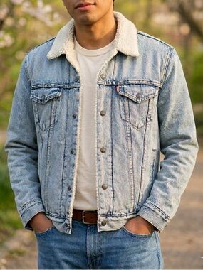 Levi’s Sherpa Denim Trucker Jacket Blue 90s Western Classic